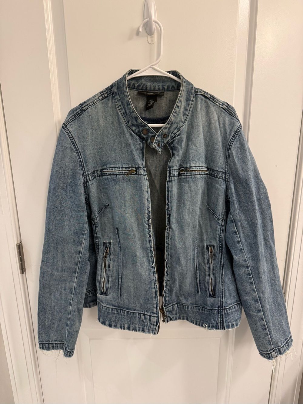 Venezia Light Wash Blue Denim Jacket with Stand Collar